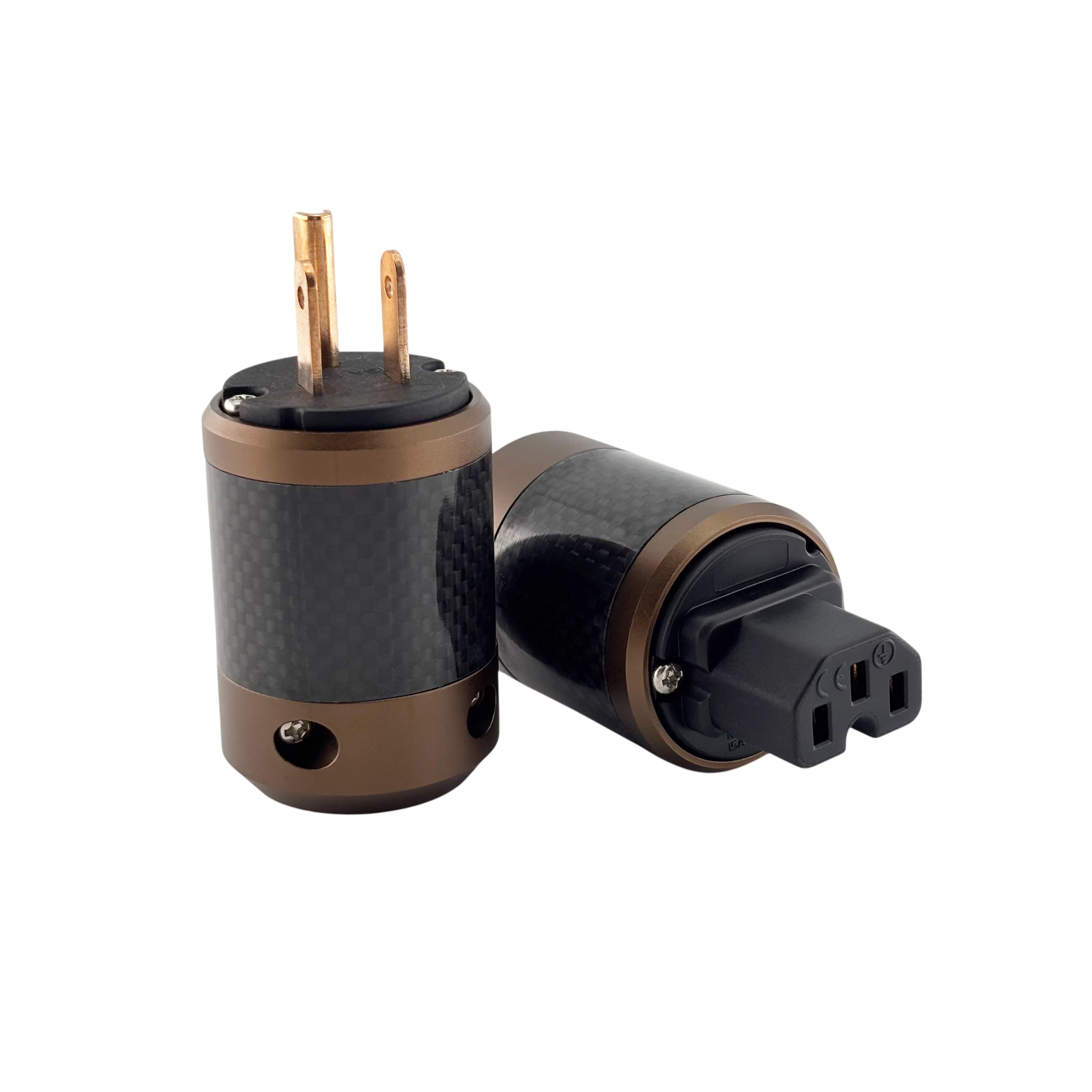 古銅碳纖維 電源插頭 - 公頭+母頭 / 一組