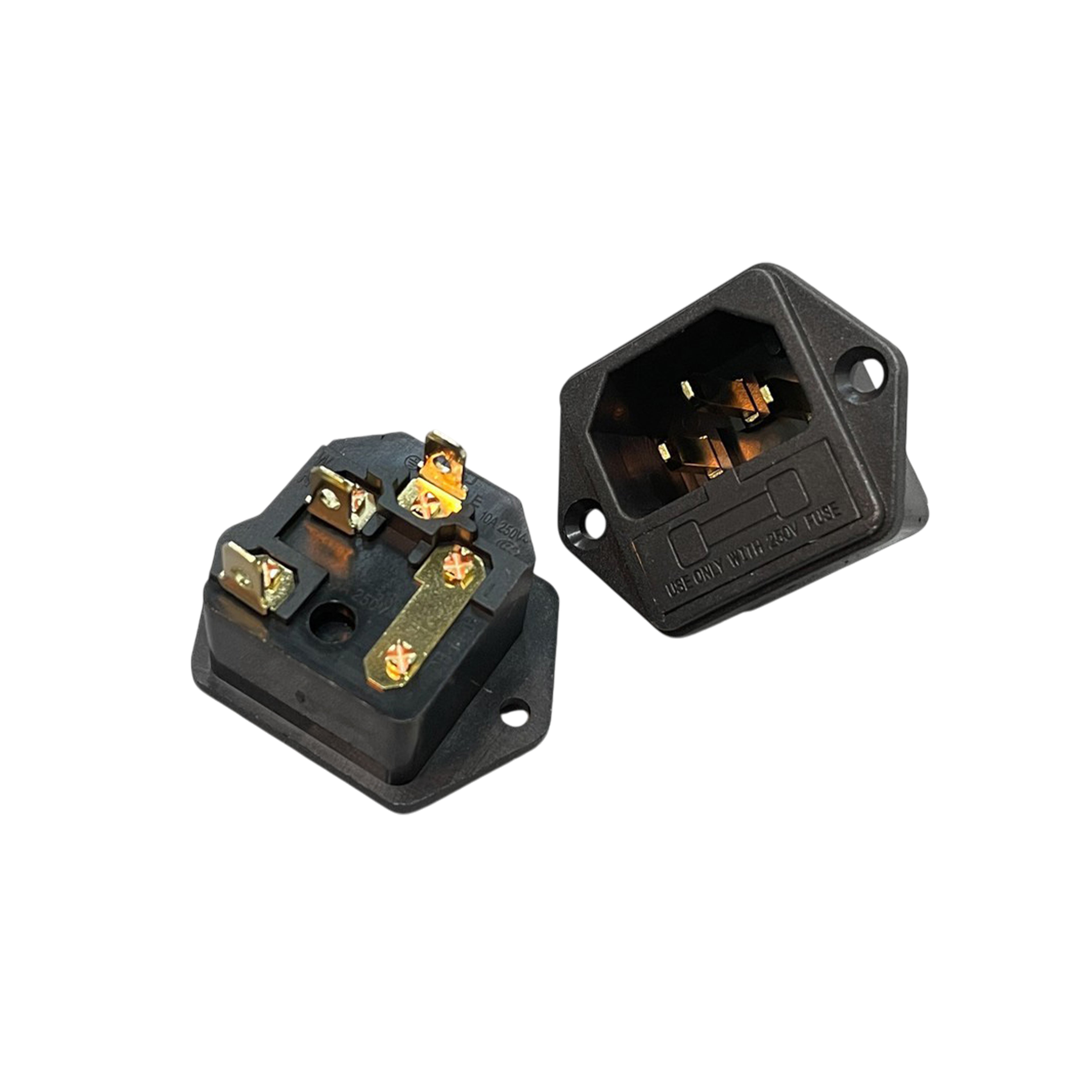 AC座 紫銅鍍金 - 帶保險絲