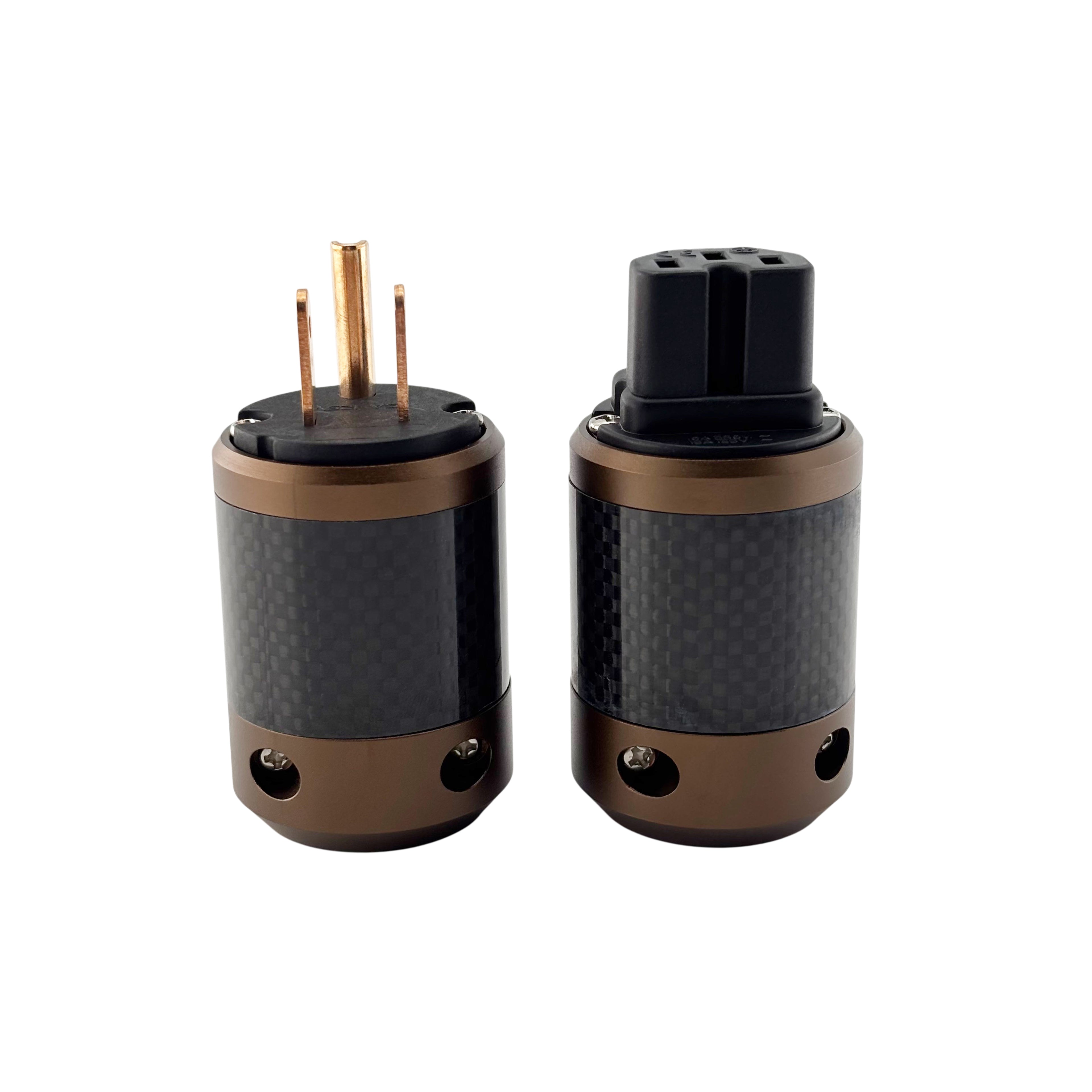 古銅碳纖維 電源插頭 - 公頭+母頭 / 一組
