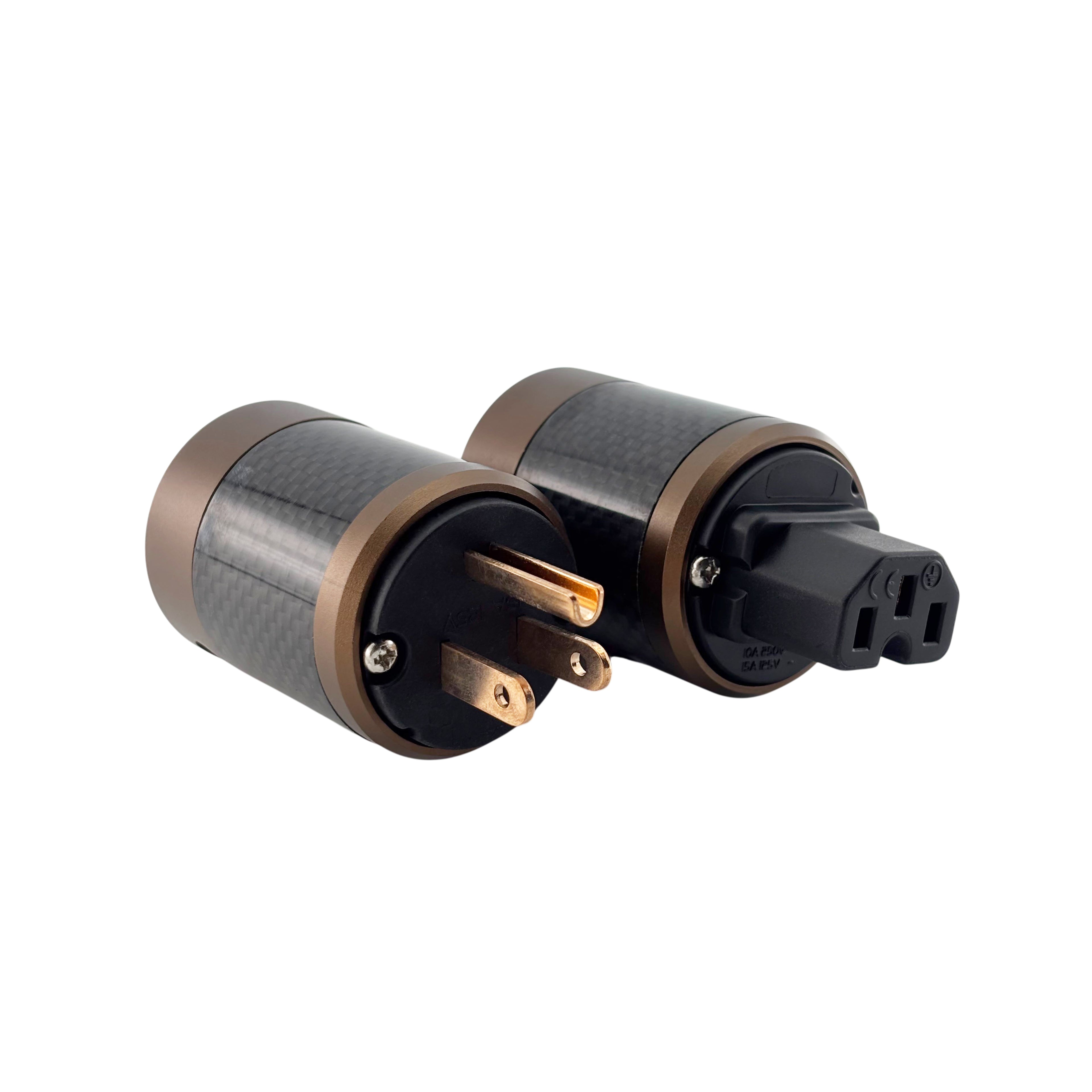 古銅碳纖維 電源插頭 - 公頭+母頭 / 一組