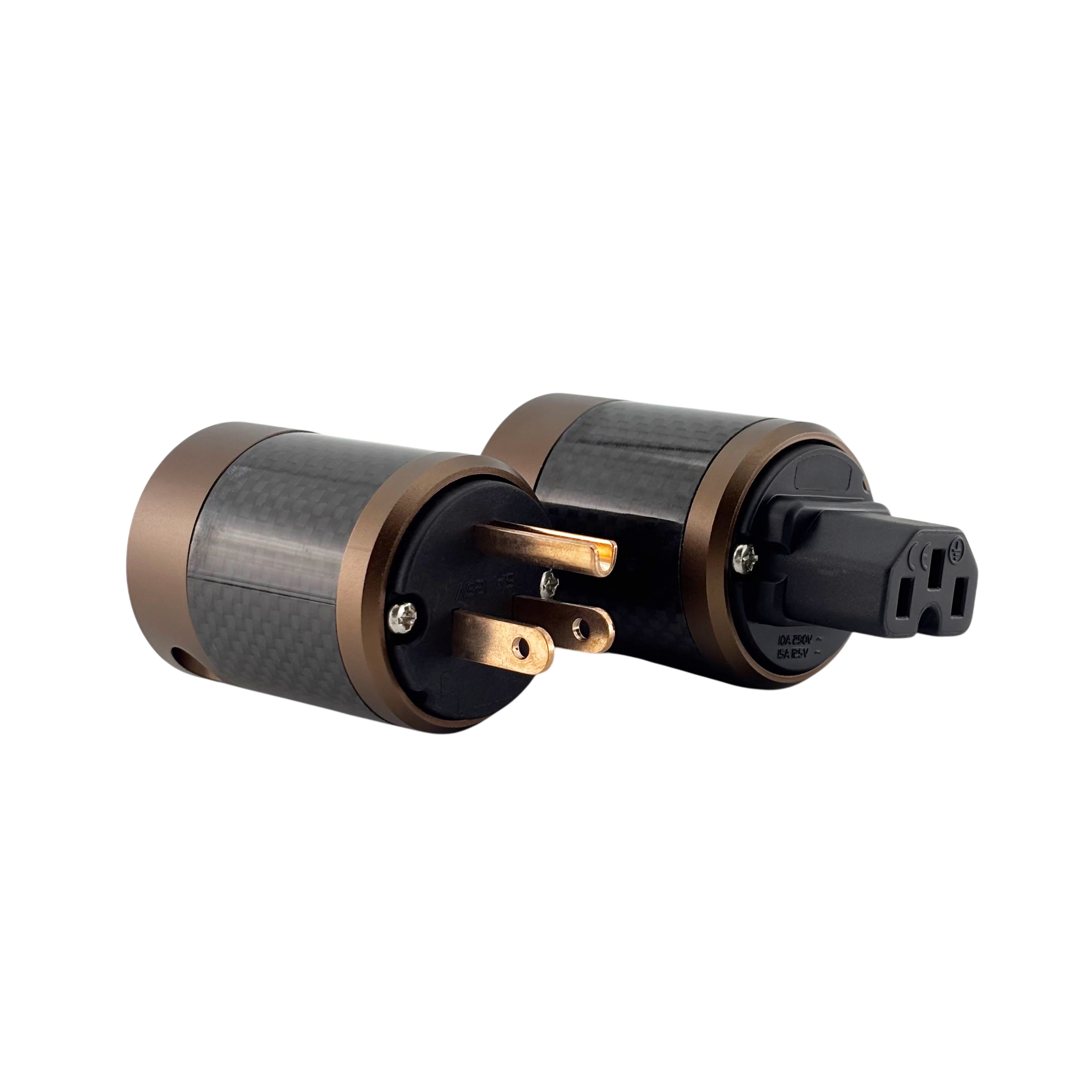 古銅碳纖維 電源插頭 - 公頭+母頭 / 一組